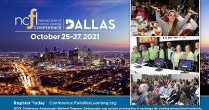 Collage of Dallas city skyline with images from 2019 Families Learning Conference